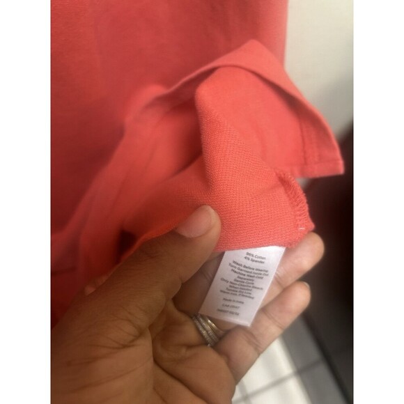 T By Talbots PIigment Dyed Terry Dress With Pocket size medium  orange red - Picture 3 of 8